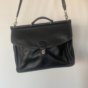 Vintage leather Coach briefcase black unisex